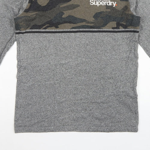 Superdry Men’s Grey M Long Sleeve Camo Logo Crew Neck T-Shirt