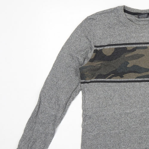 Superdry Men’s Grey M Long Sleeve Camo Logo Crew Neck T-Shirt