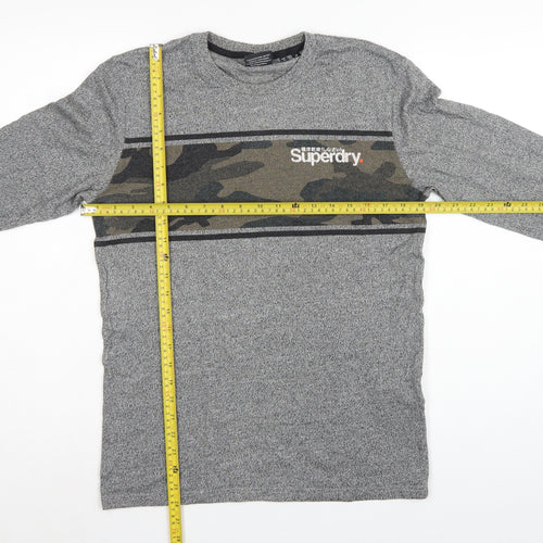 Superdry Men’s Grey M Long Sleeve Camo Logo Crew Neck T-Shirt