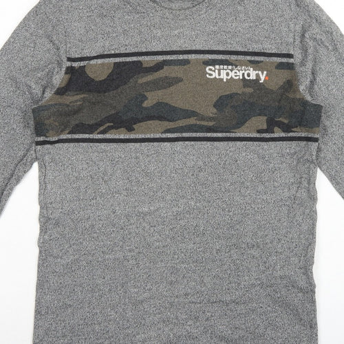 Superdry Men’s Grey M Long Sleeve Camo Logo Crew Neck T-Shirt