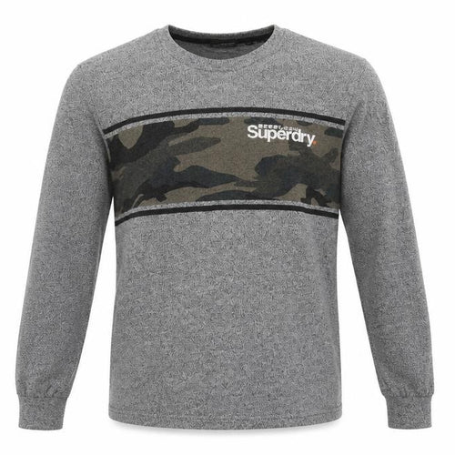 Superdry Men’s Grey M Long Sleeve Camo Logo Crew Neck T-Shirt