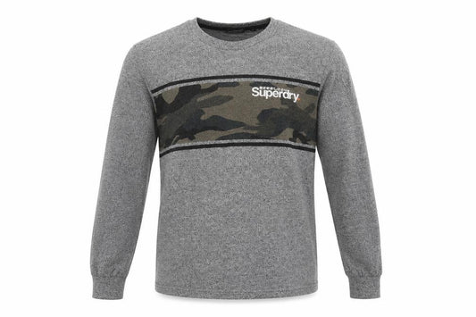 Superdry Men’s Grey M Long Sleeve Camo Logo Crew Neck T-Shirt