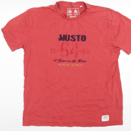 Musto Men’s Red L Nautical Marine Graphic Print Crew Neck T-Shirt