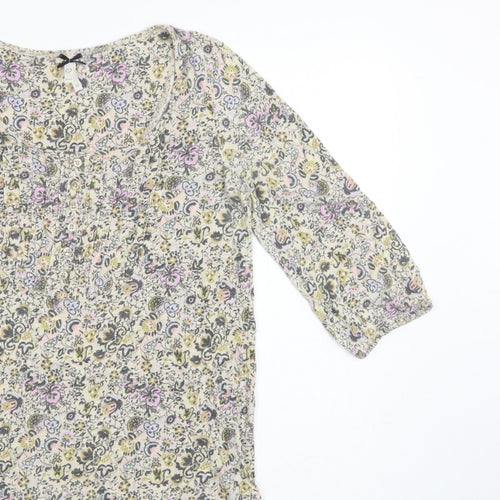 Next Women’s Multicoloured Floral Tunic Blouse Size 12 3/4 Sleeve