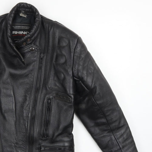 Rhino Women’s Black UK 14 Leather Motorcycle Biker Jacket