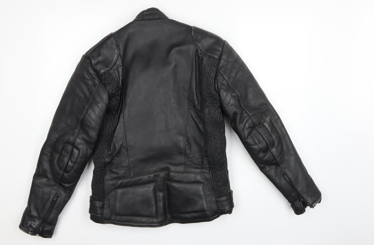 Rhino Women’s Black UK 14 Leather Motorcycle Biker Jacket