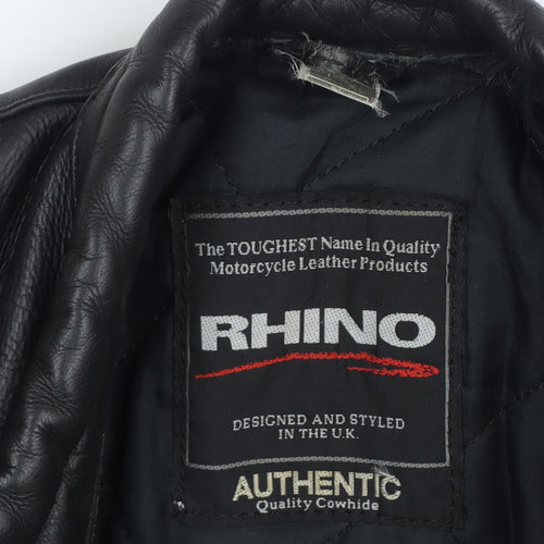 Rhino Women’s Black UK 14 Leather Motorcycle Biker Jacket