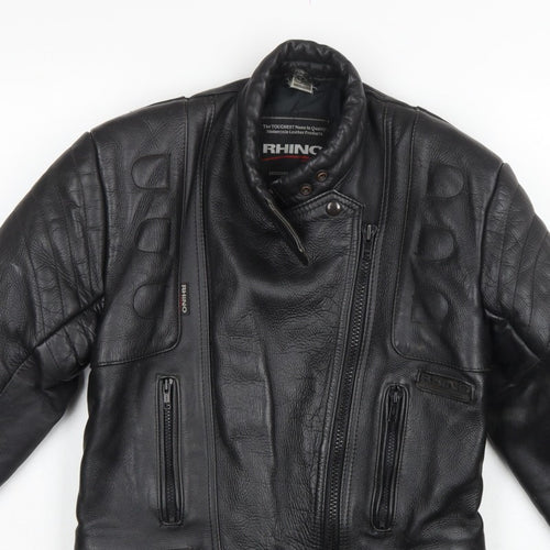 Rhino Women’s Black UK 14 Leather Motorcycle Biker Jacket