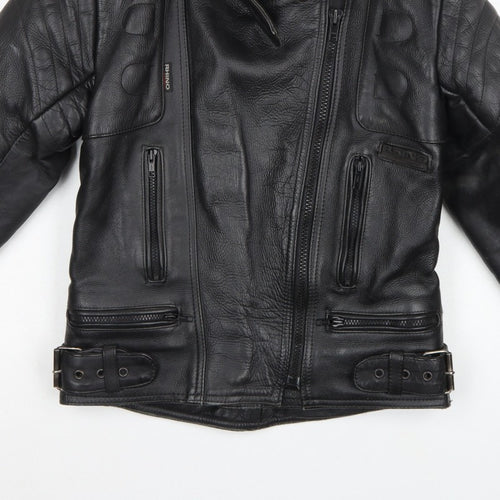 Rhino Women’s Black UK 14 Leather Motorcycle Biker Jacket