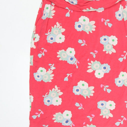 Boden Women Pink Floral UK 12 Midi Sheath Stretch Jersey Dress