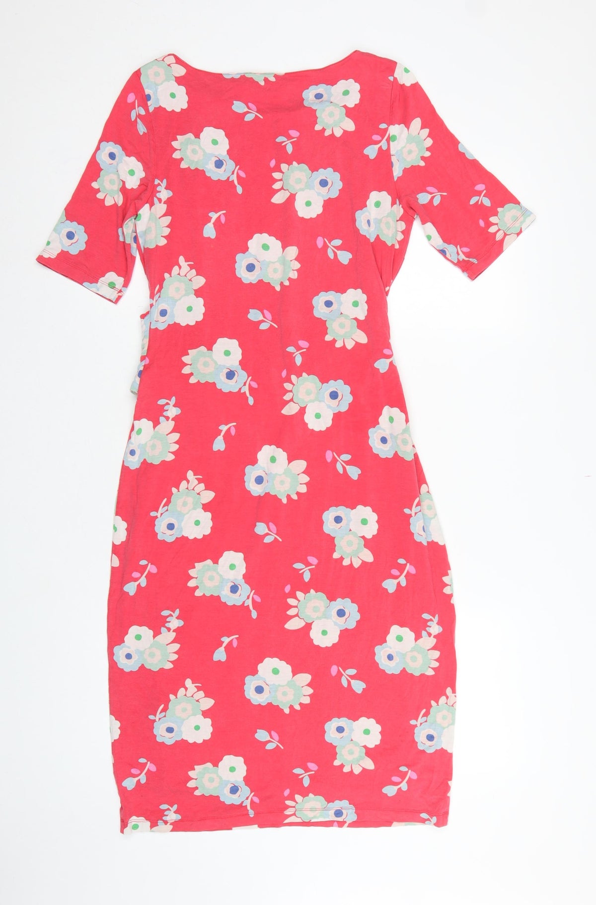 Boden Women Pink Floral UK 12 Midi Sheath Stretch Jersey Dress