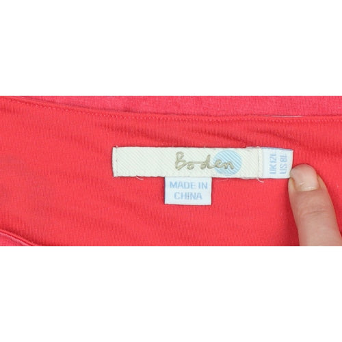 Boden Women Pink Floral UK 12 Midi Sheath Stretch Jersey Dress