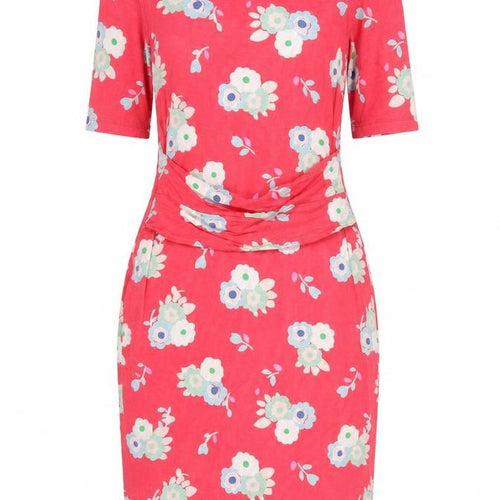 Boden Women Pink Floral UK 12 Midi Sheath Stretch Jersey Dress