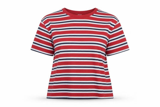 Levi's Women Red Navy White Striped Ringer T-Shirt Size L Cotton