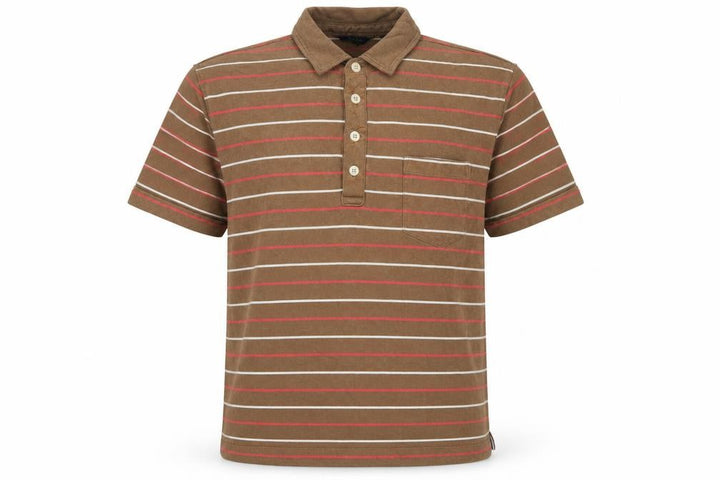 Boden Mens Brown Striped Cotton Short Sleeve Polo Shirt Size L