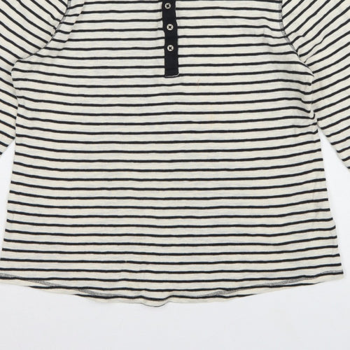 Marks and Spencer Women Multicoloured UK 14 Striped Henley Ringer Top