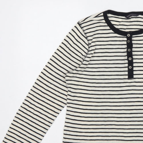 Marks and Spencer Women Multicoloured UK 14 Striped Henley Ringer Top