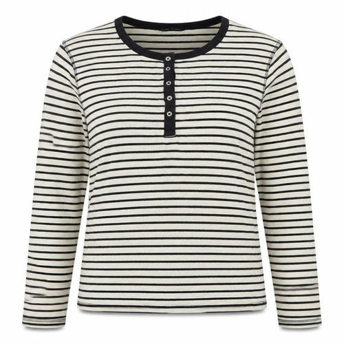 Marks and Spencer Women Multicoloured UK 14 Striped Henley Ringer Top