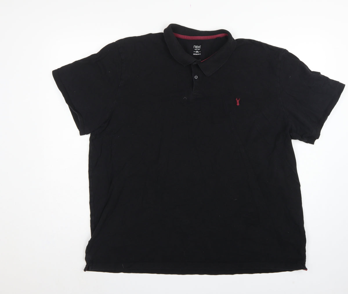 Next Men's Black 3XL Regular Fit Stag Logo Short Sleeve Polo Shirt