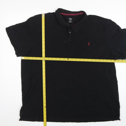 Next Men's Black 3XL Regular Fit Stag Logo Short Sleeve Polo Shirt