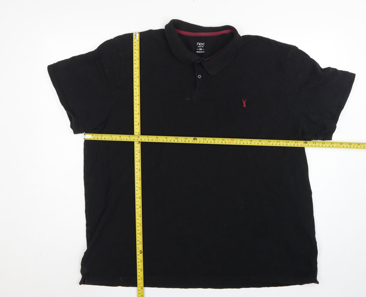 Next Men's Black 3XL Regular Fit Stag Logo Short Sleeve Polo Shirt