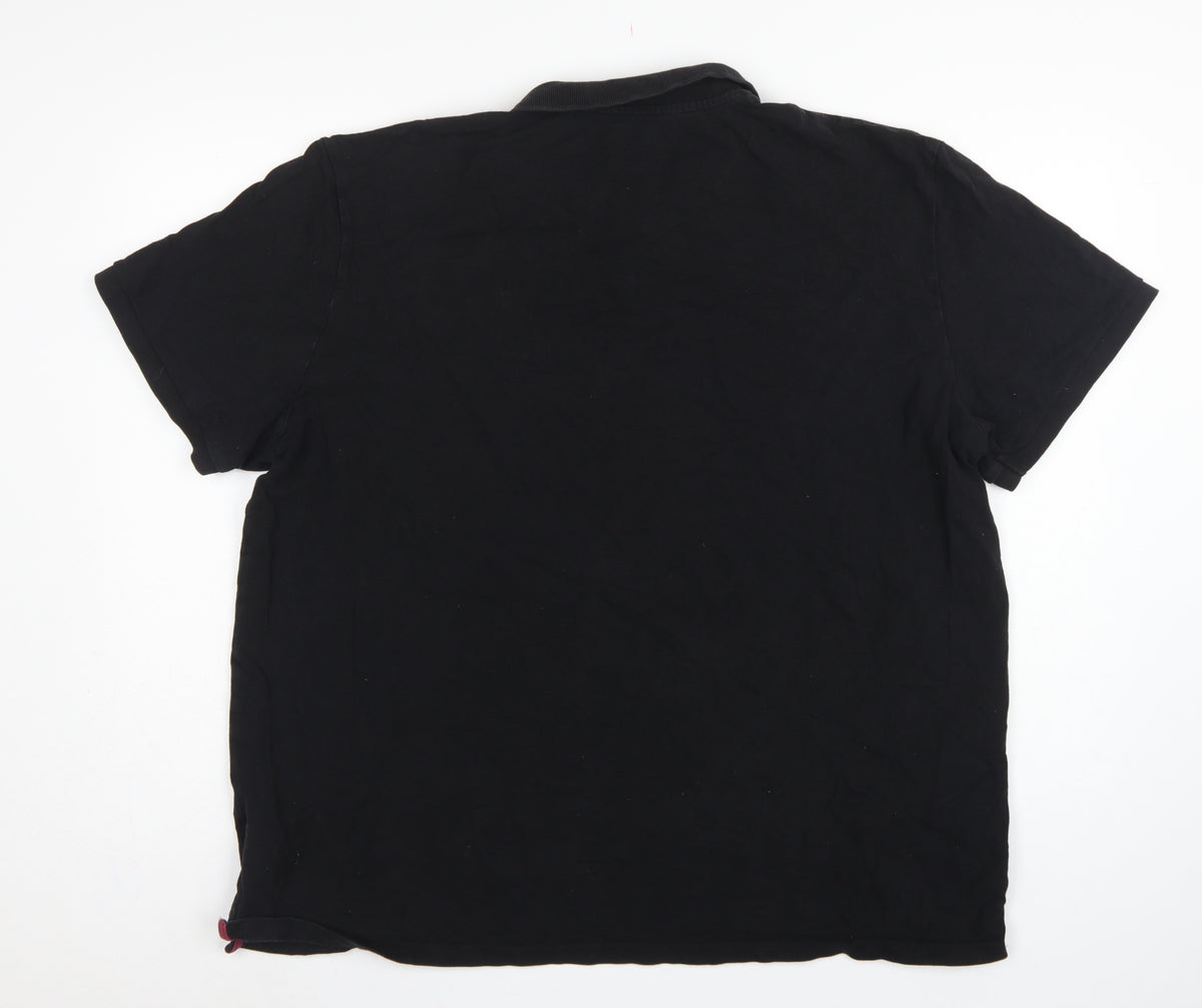 Next Men's Black 3XL Regular Fit Stag Logo Short Sleeve Polo Shirt