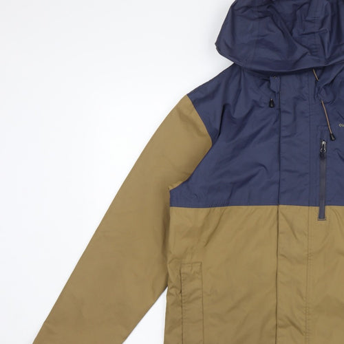 Quechua Men’s Navy Khaki S Hooded Waterproof Hiking Anorak Jacket