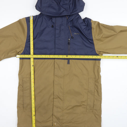 Quechua Men’s Navy Khaki S Hooded Waterproof Hiking Anorak Jacket
