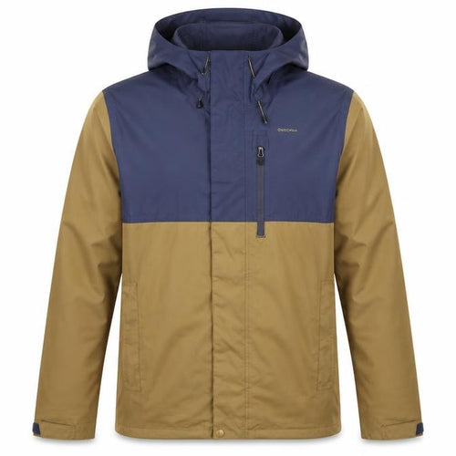 Quechua Men’s Navy Khaki S Hooded Waterproof Hiking Anorak Jacket