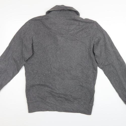 Fred Perry Men’s Grey M Hooded Button Cardigan Sweatshirt Logo