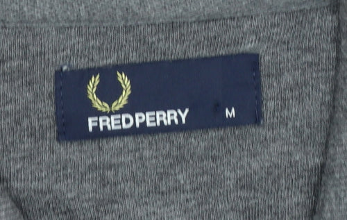 Fred Perry Men’s Grey M Hooded Button Cardigan Sweatshirt Logo