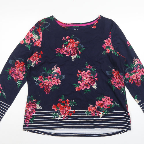 Joules Women’s Blue UK 18 Basic Floral Stripe Long Sleeve T-Shirt