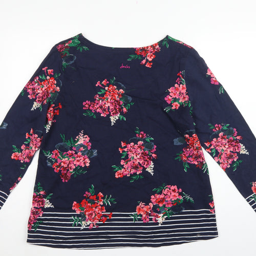 Joules Women’s Blue UK 18 Basic Floral Stripe Long Sleeve T-Shirt