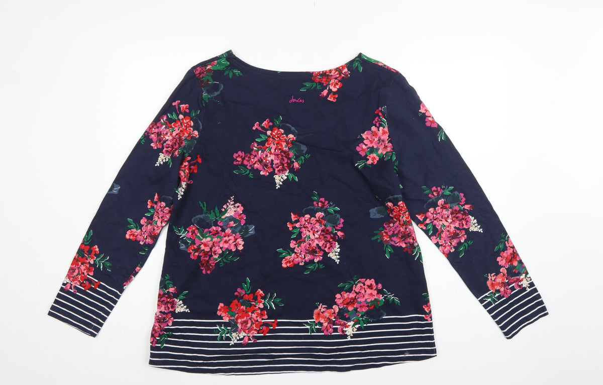 Joules Women’s Blue UK 18 Basic Floral Stripe Long Sleeve T-Shirt