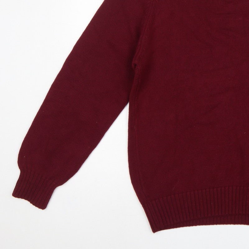 Lands' End Men Red Cotton Crew Neck Pullover Jumper M 38-40