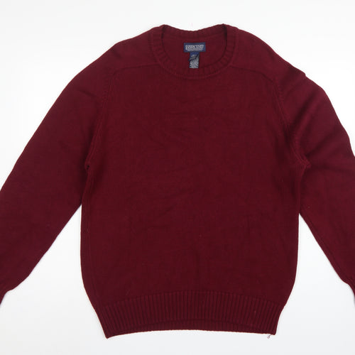 Lands' End Men Red Cotton Crew Neck Pullover Jumper M 38-40