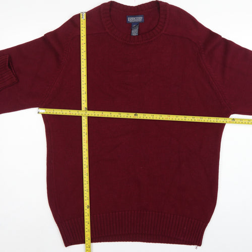 Lands' End Men Red Cotton Crew Neck Pullover Jumper M 38-40