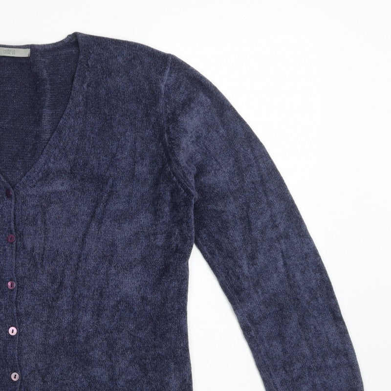 Marks and Spencer Women’s Blue V-Neck Button Cardigan UK 16