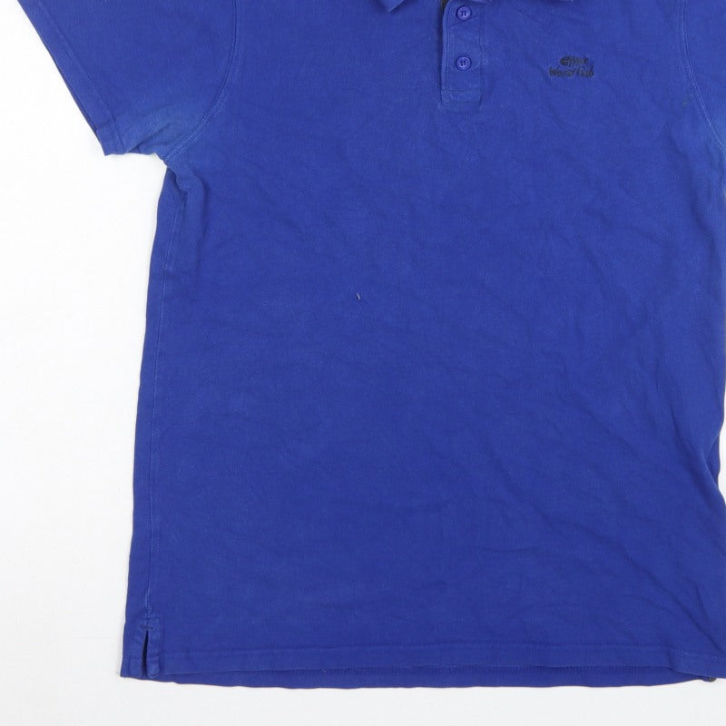 Weird Fish Men's Blue M Organic Cotton Logo Short Sleeve Polo Shirt