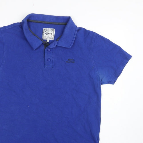 Weird Fish Men's Blue M Organic Cotton Logo Short Sleeve Polo Shirt