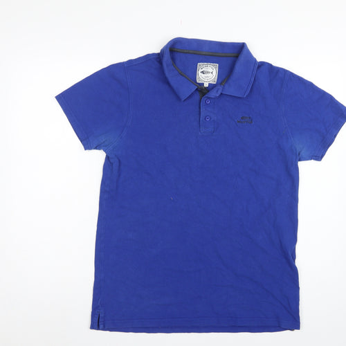 Weird Fish Men's Blue M Organic Cotton Logo Short Sleeve Polo Shirt