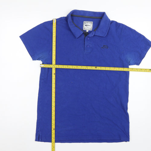 Weird Fish Men's Blue M Organic Cotton Logo Short Sleeve Polo Shirt
