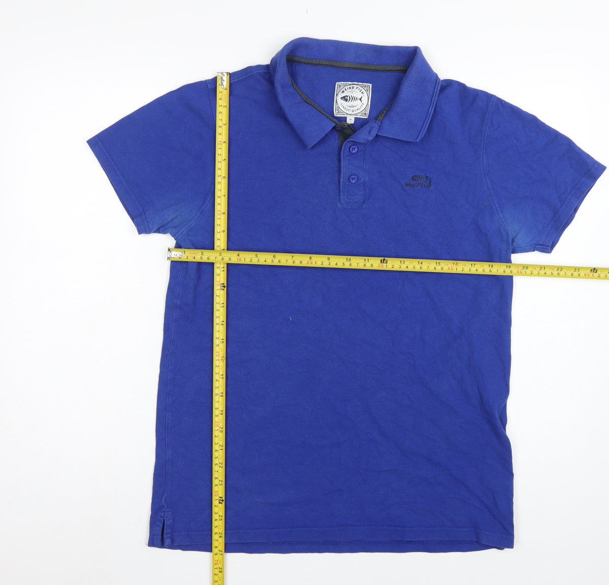 Weird Fish Men's Blue M Organic Cotton Logo Short Sleeve Polo Shirt