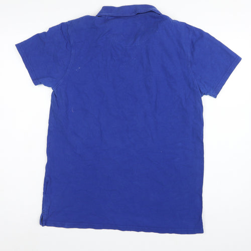 Weird Fish Men's Blue M Organic Cotton Logo Short Sleeve Polo Shirt