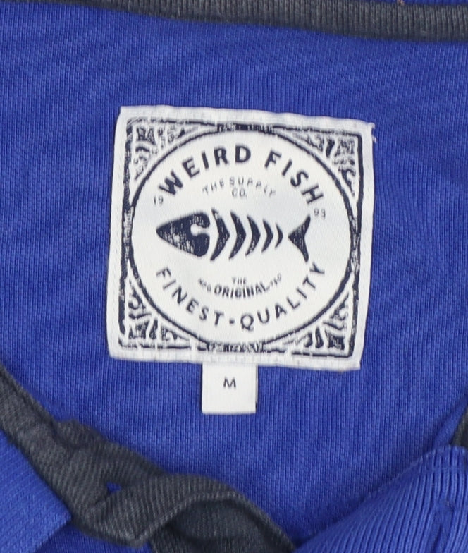 Weird Fish Men's Blue M Organic Cotton Logo Short Sleeve Polo Shirt