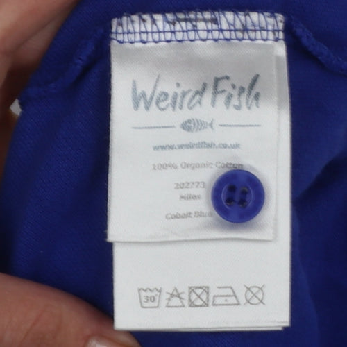 Weird Fish Men's Blue M Organic Cotton Logo Short Sleeve Polo Shirt