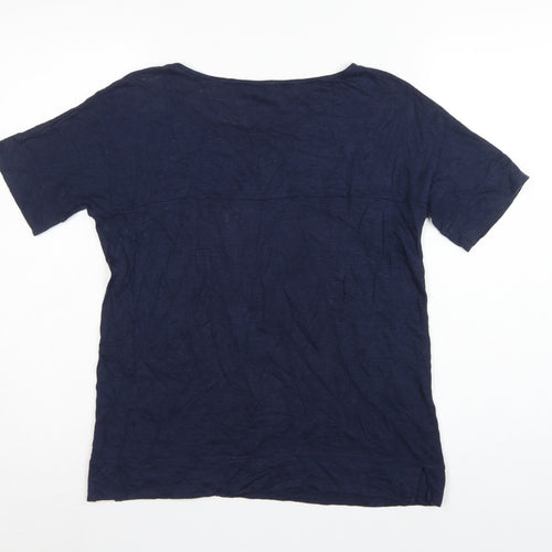Jaeger Women Navy Red S Linen Colourblock Tunic T-Shirt