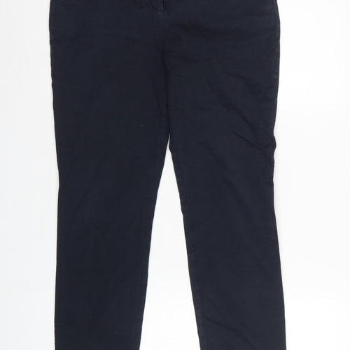 Reiss Women’s Navy Blue UK 12 Slim Straight Chino Tailored Trousers