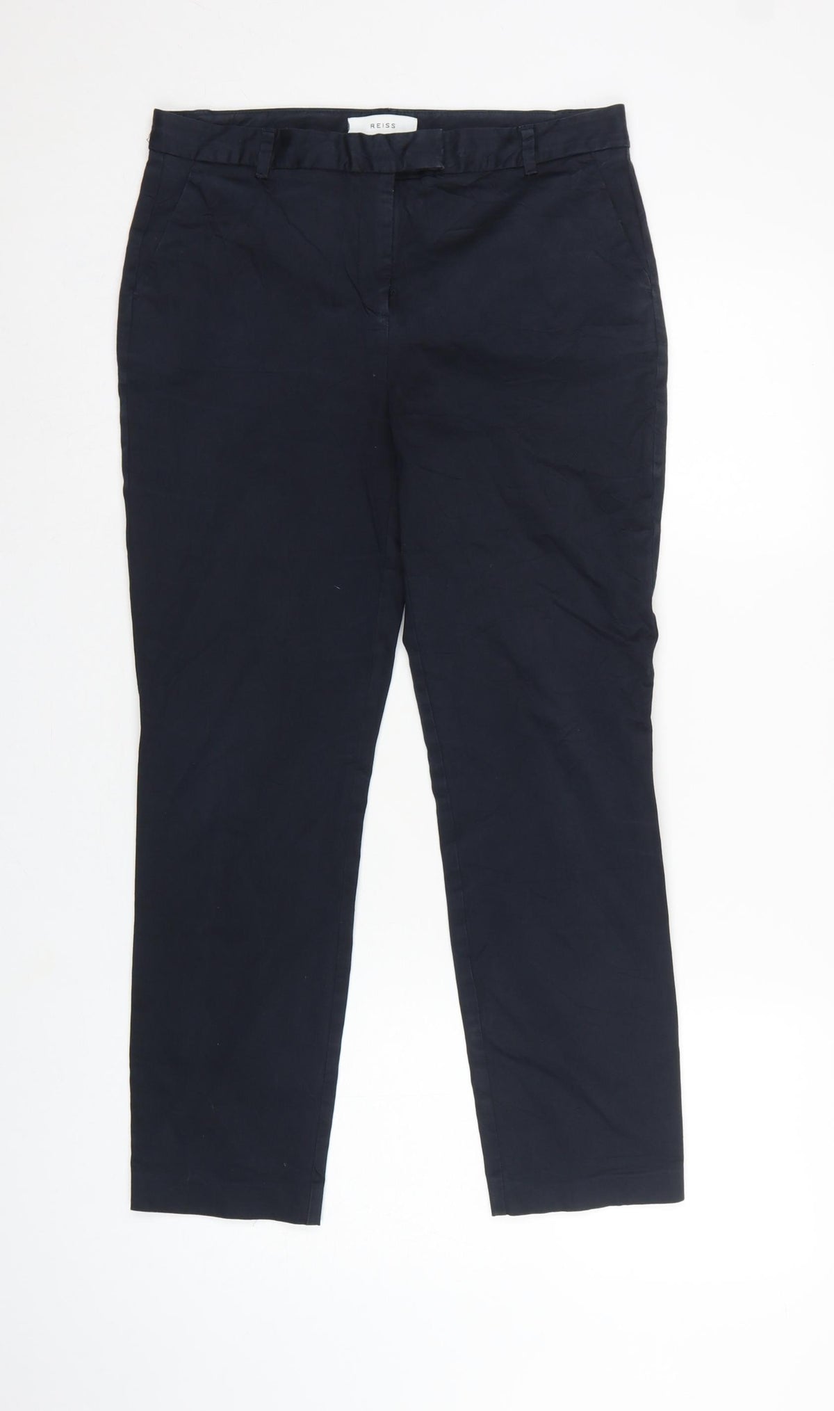 Reiss Women’s Navy Blue UK 12 Slim Straight Chino Tailored Trousers