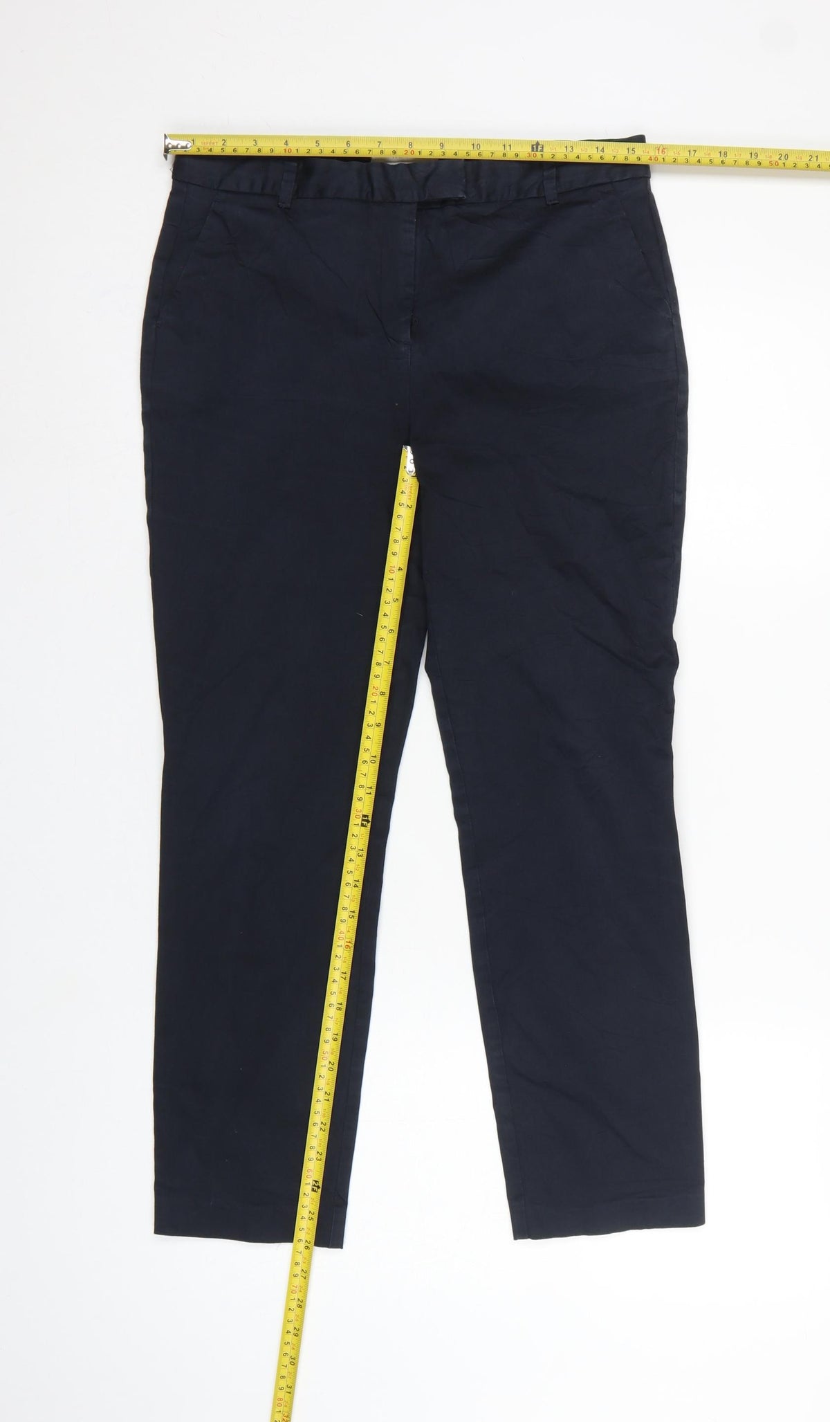 Reiss Women’s Navy Blue UK 12 Slim Straight Chino Tailored Trousers